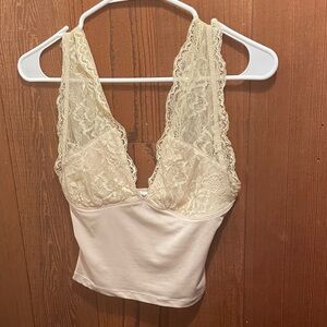 Princess Polly Lace-Trim Ivory Camisole Top NWOT